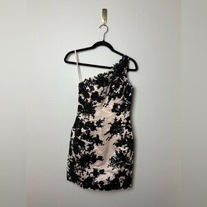 Flirt Maggie Sottero Dress Womens 4 One Shoulder Cocktail Floral Night Out